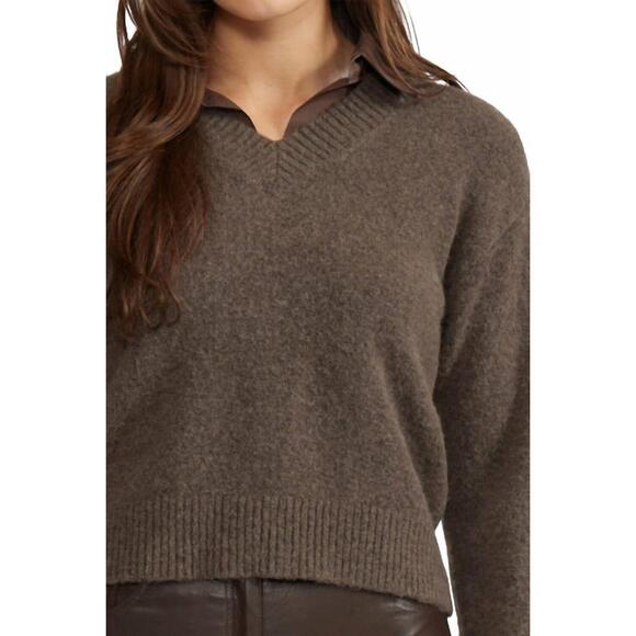 NEW LUCY PARIS oren mixed media top in espresso - Picture 4 of 5